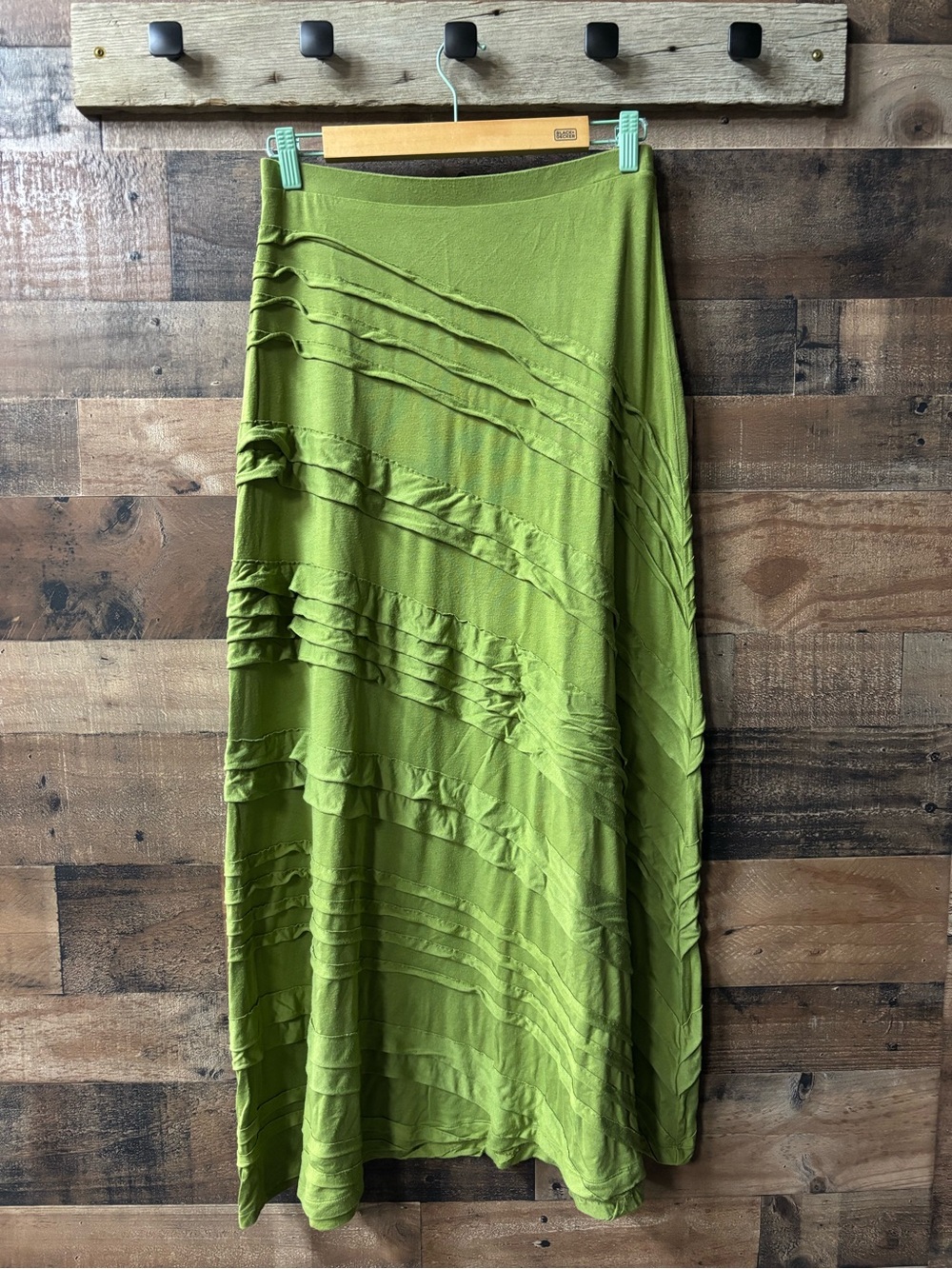 Soft Surroundings Lime Green Tiered Ruffle Maxi Skirt